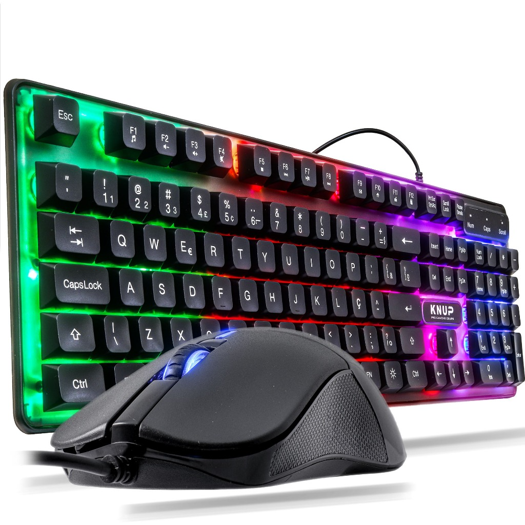 Gamer Kit Semi Mechanical Keyboard + Mouse Led Chroma Rgb Illuminated Games Pc Usb